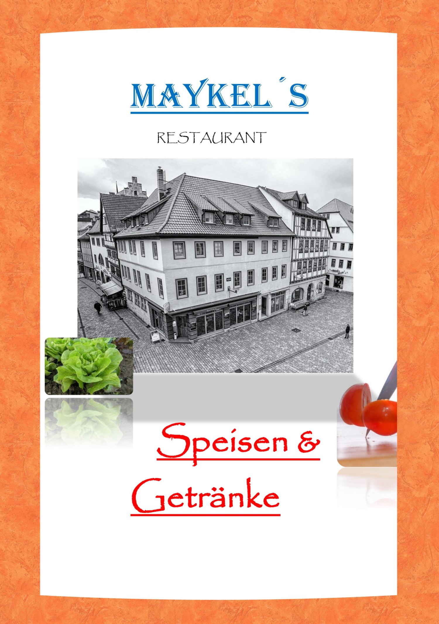 Titelseite der Speisekarte des MAYKEL⁠´S Schmalkalden